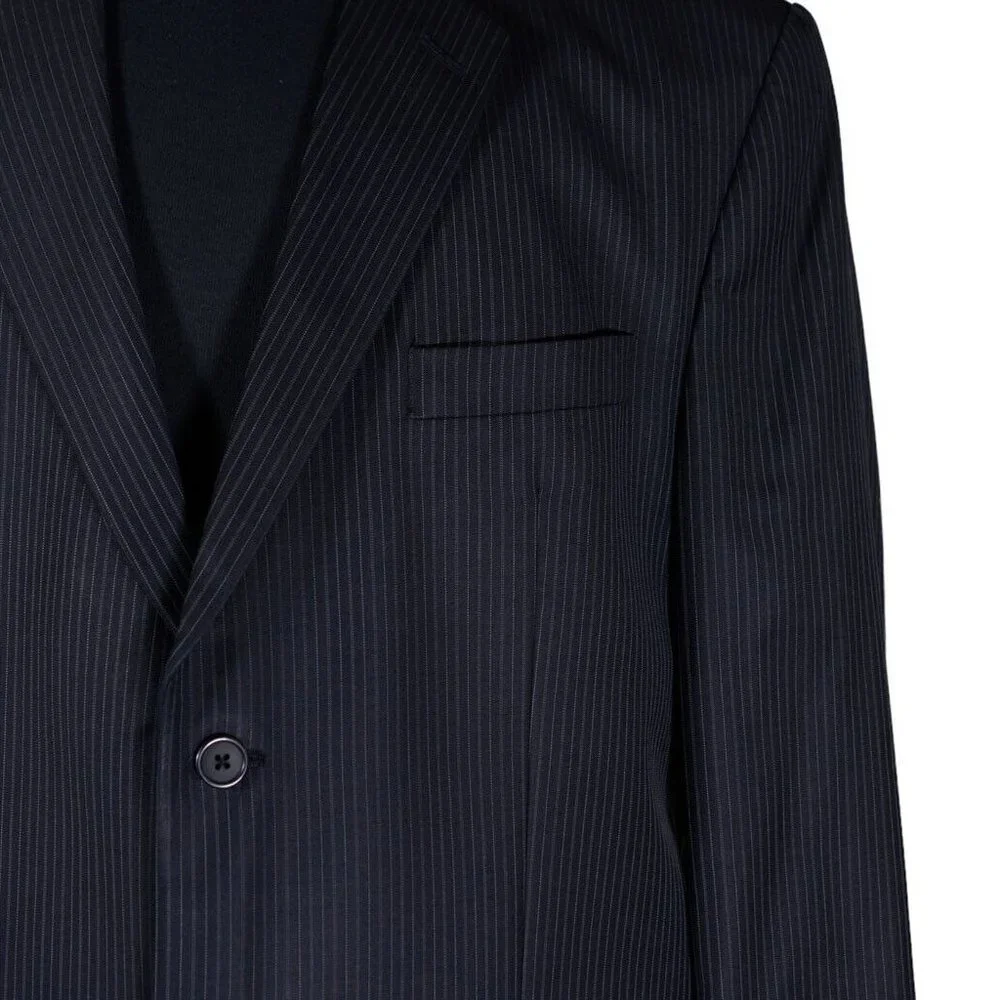 Calvin Klein Mens Blazer Blue Striped Wool 2 Button Suit Jacket Sport Coat 42R
